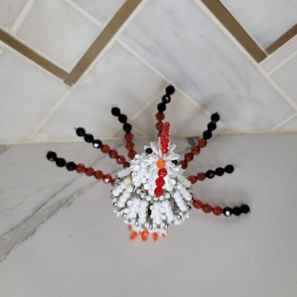 Handcrafted Beaded Rooster chicken Wire & Beads Decorative Art Piece whimsical - Picture 3 of 7